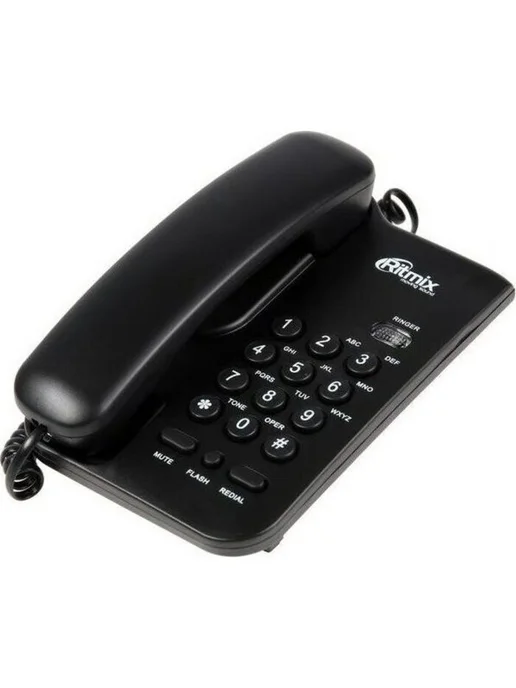 RITMIX Стационарный телефон проводной для дома офиса RT-311 White, черный, фото 2