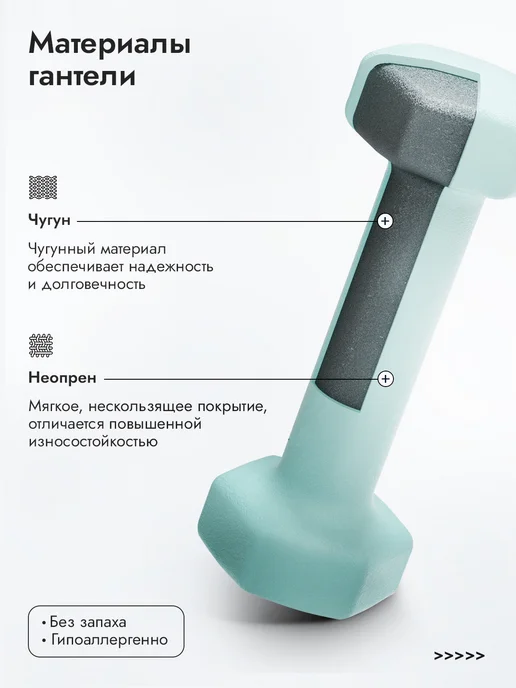 PROIRON Гантели 1 кг 2 шт для фитнеса детские, женские, 1 кг, 2 шт, фото 2