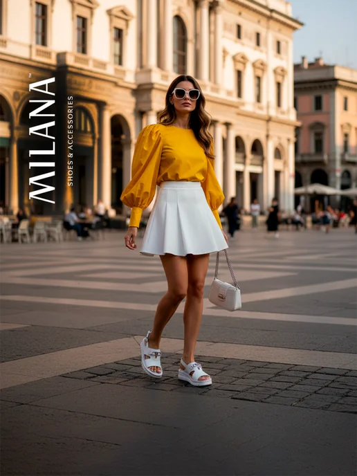 MILANA Босоножки кожаные с пряжкой на платформе, белый, фото 5