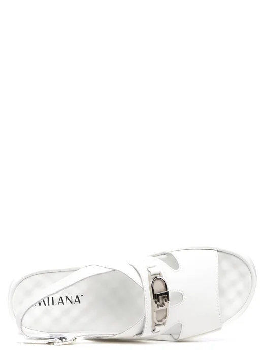 MILANA Босоножки кожаные с пряжкой на платформе, белый, фото 8