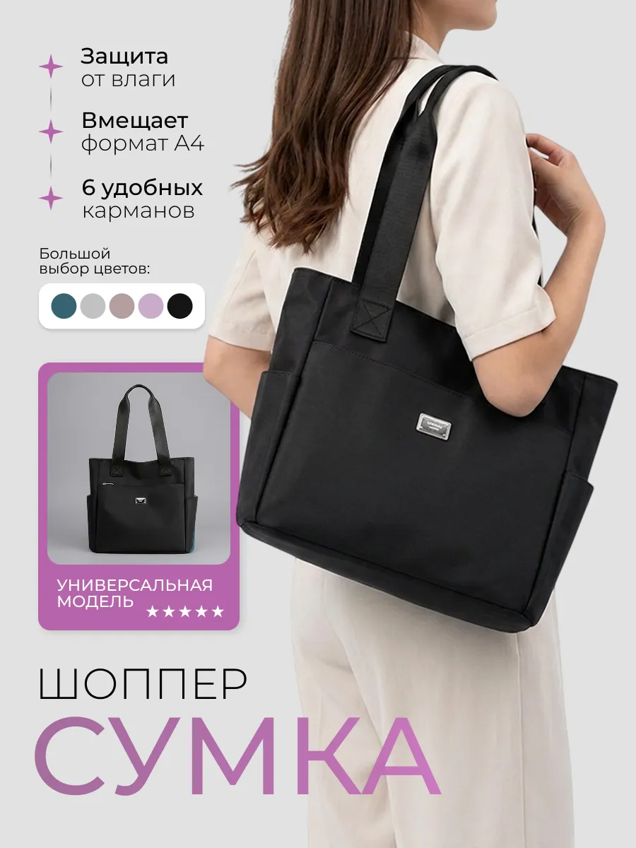 Сумка шоппер на молнии