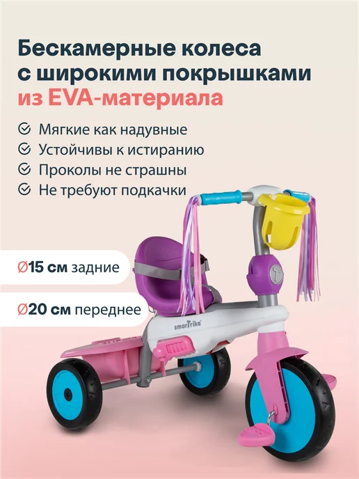 SmarTrike Велосипед детский трехколесный с ручкой Breeze S, розовый, фото 7