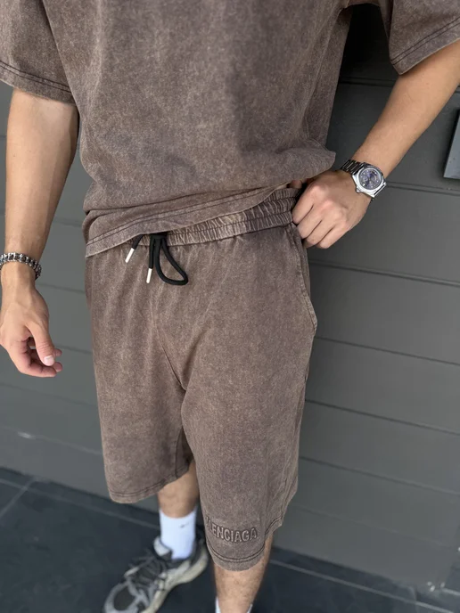 balenciaga Спортивный костюм оверсайз варенка, коричневый, фото 3
