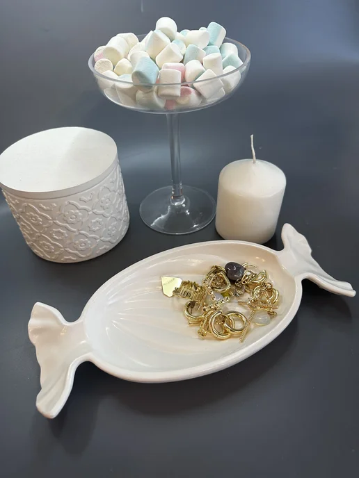 MaLiNa home decor Конфетница, тарелка для мелочей, белый