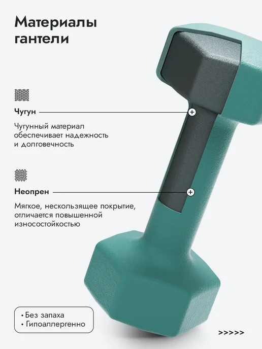 PROIRON Гантели 1,5 кг 2 шт неопреновые для фитнеса, 4 кг, 2 шт, фото 2