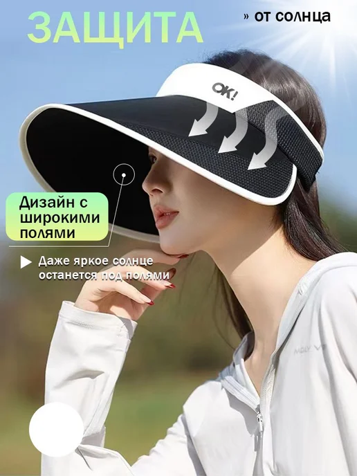 МолнияГлоб Козырек от солнца для пляжа и спорта, черный, фото 2