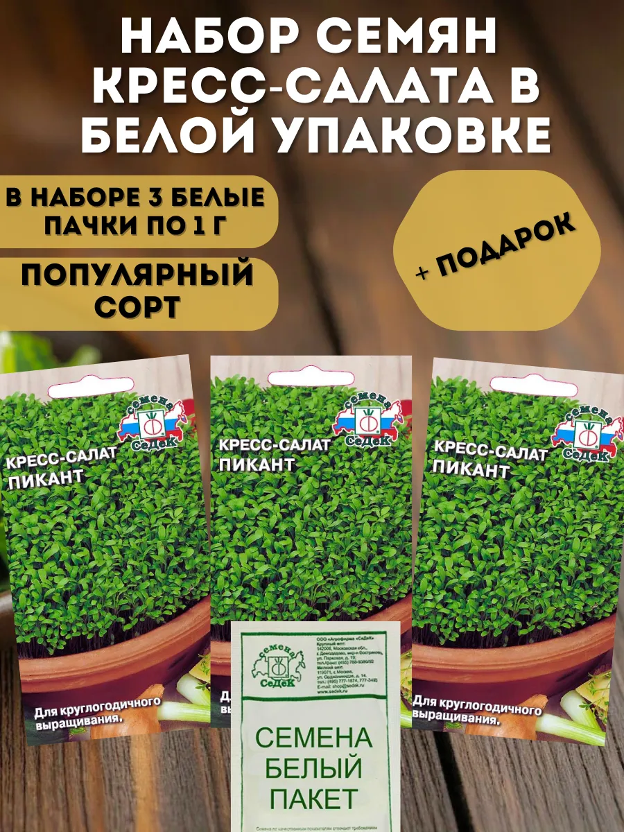 Кресс-салат семена для посадки на подоконнике Пикант