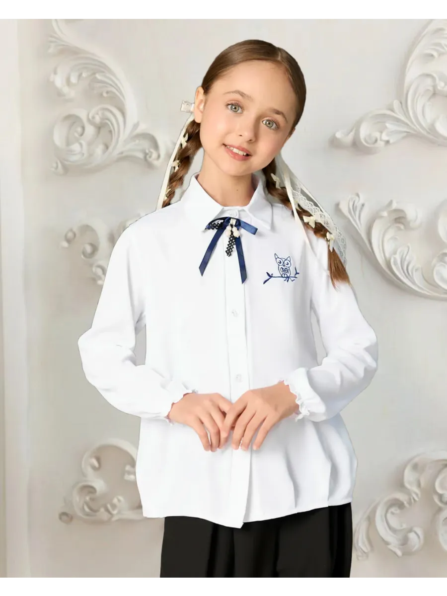 Блузка школьная рубашка с длинным рукавом