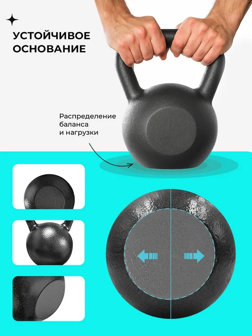 PROIRON Гиря 16 кг чугунная для фитнеса, 8 кг, фото 4