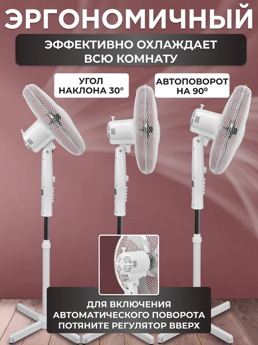 MilWorks Вентилятор напольный для дома, белый, фото 2