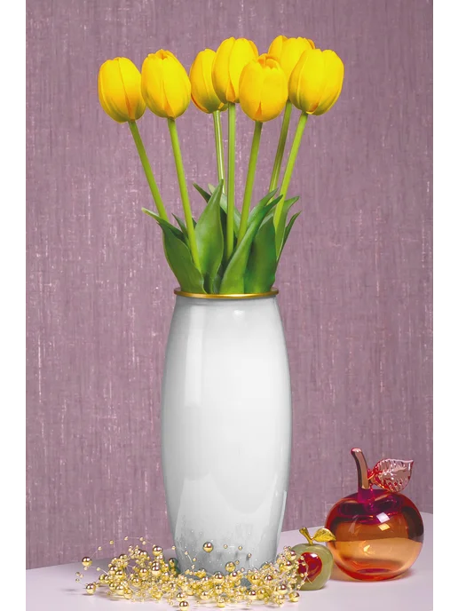 Sofi Art Glass Ваза стеклянная для цветов и сухоцветов, белый, фото 2