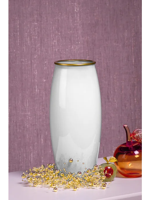 Sofi Art Glass Ваза стеклянная для цветов и сухоцветов, белый, фото 3