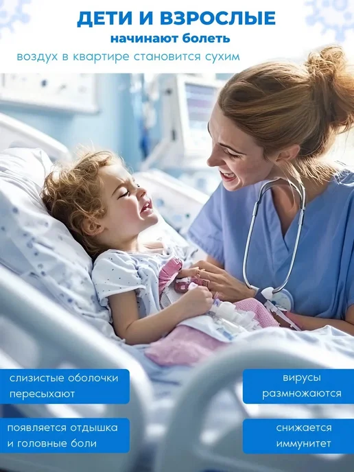 Увлажнитель воздуха для дома ультразвуковой, голубой, фото 3