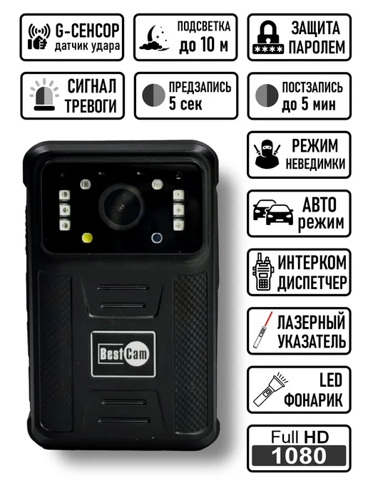 Bestcam Носимый видеорегистратор A11 64Gb GPS Wi-Fi 4G, 128 ГБ, 4 г, фото 2