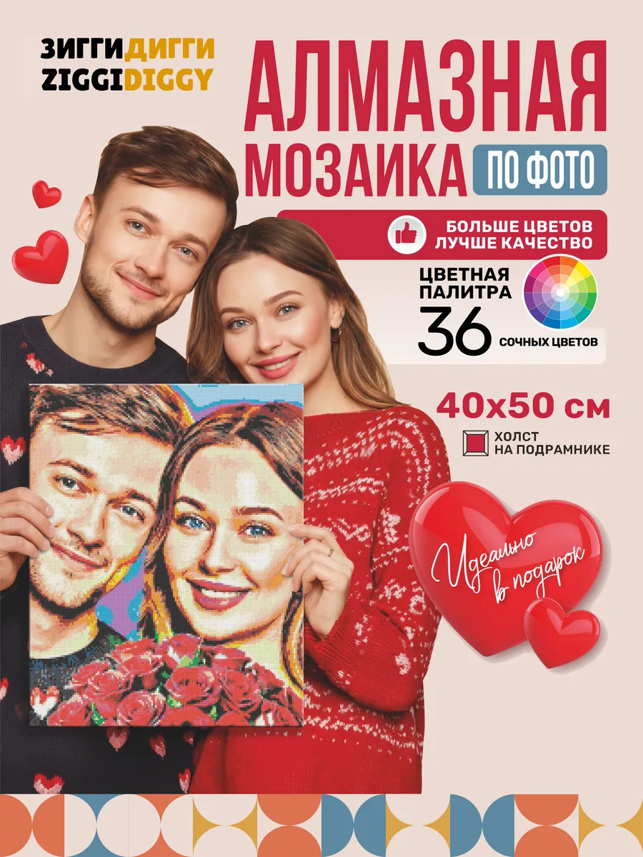 Алмазная мозаика по фото цветная на подрамнике 40х50