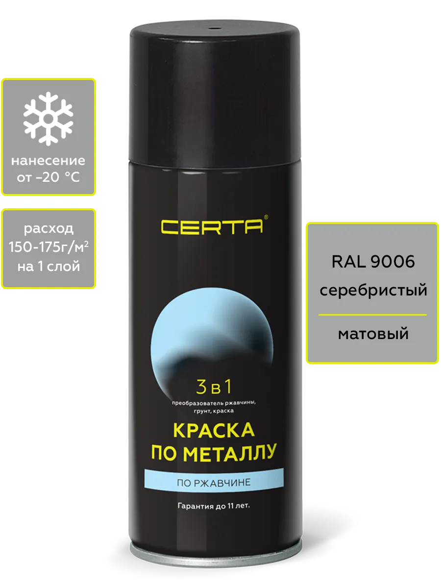 Аэрозольная краска 3 в 1 по ржавчине серебристая