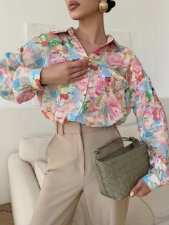 Хлопковая рубашка летняя с длинным рукавом HELLO MODA! 432691811 купить за 2 218 ₽ в интернет‑магазине Wildberries