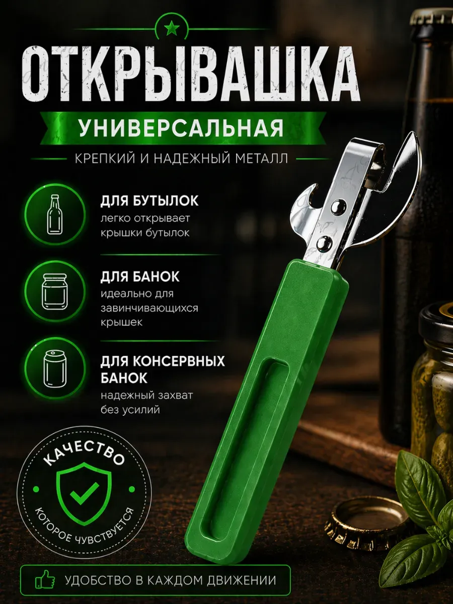 Открывалка для банок и бутылок консервный нож