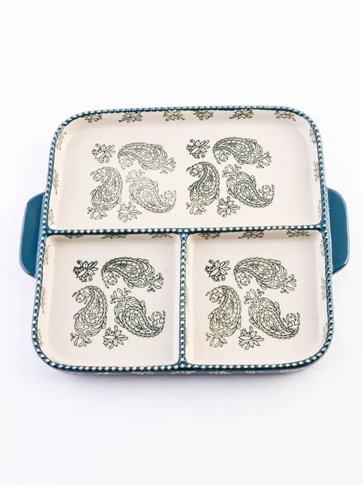 Менажница керамика секционная квадратная с ручками - фото 7