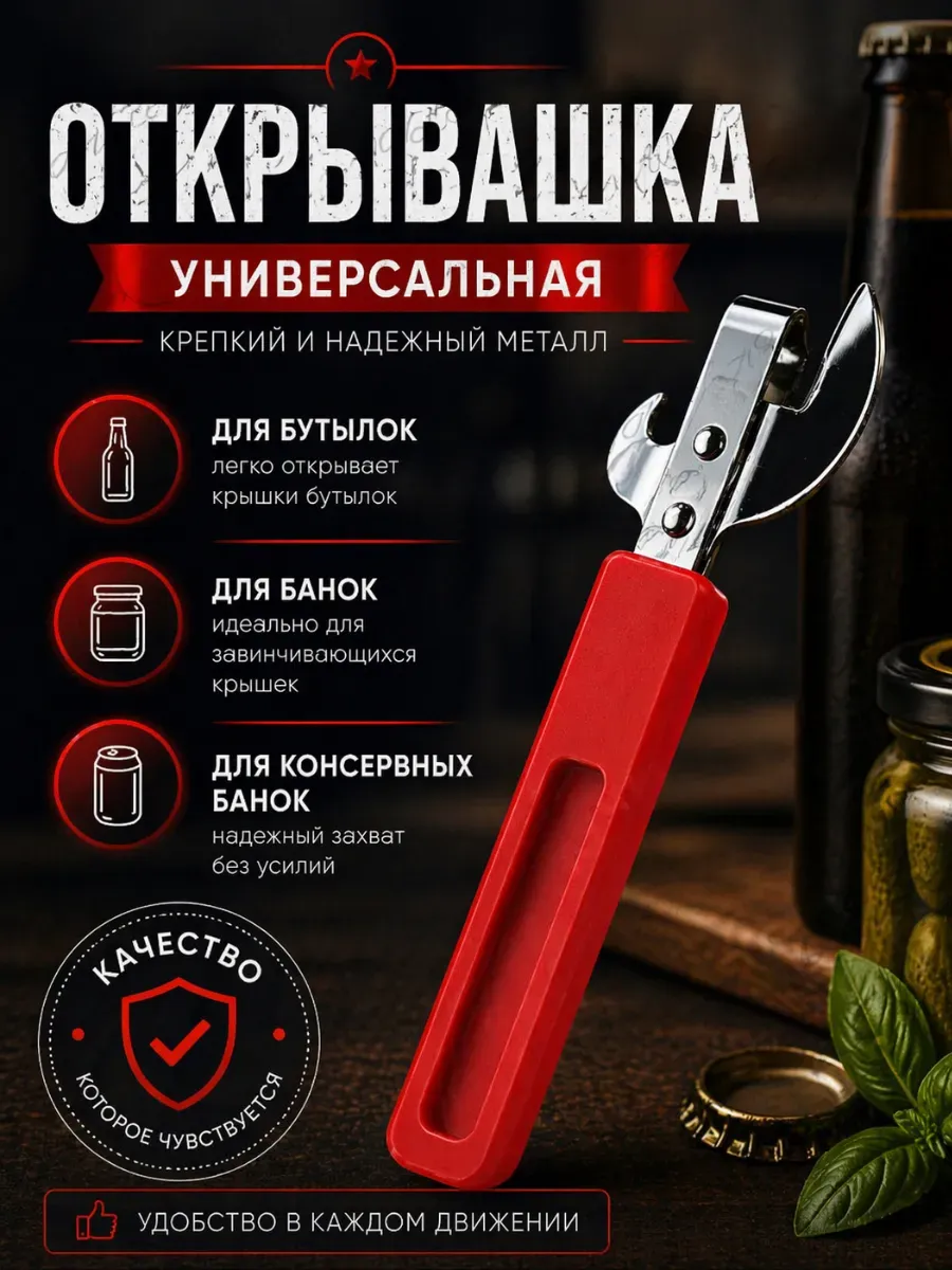 Открывалка для банок и бутылок консервный нож