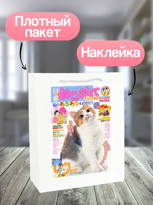 Allure Gift Пакет подарочный котики y2k, белый, фото 2