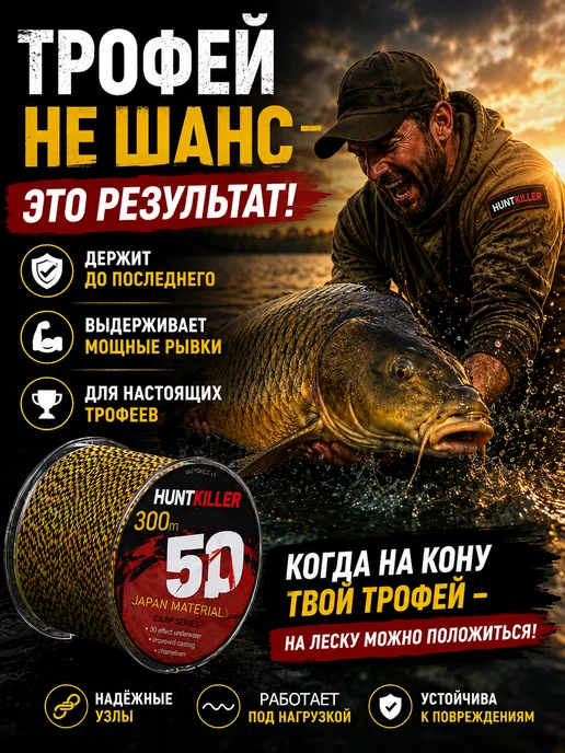 HuntKiller Леска для рыбалки 300 метров 5D 0.30 мм хамелеон, 300 м, фото 6