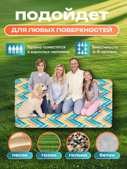 Пляжный коврик подстилка для пикника складной, вариант, фото 6