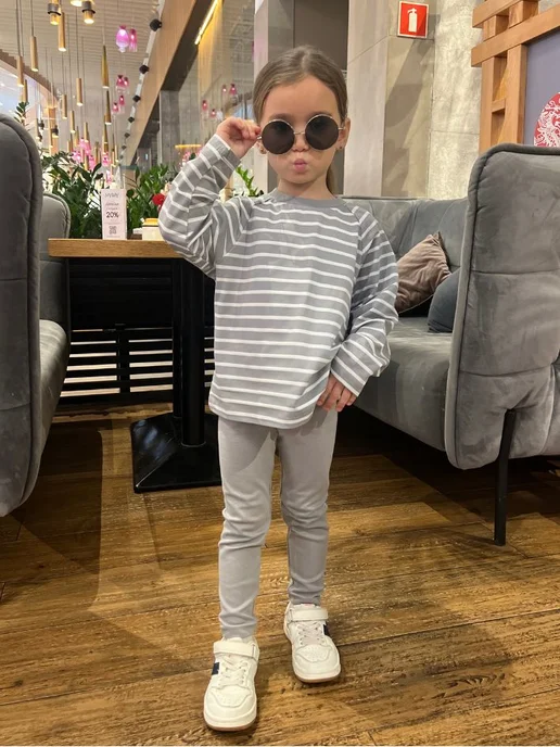smalliber kids Костюм для девочки с леггинсами, черный, фото 8