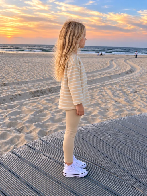 smalliber kids Костюм для девочки в садик с лонгсливом, бежевый, фото 2