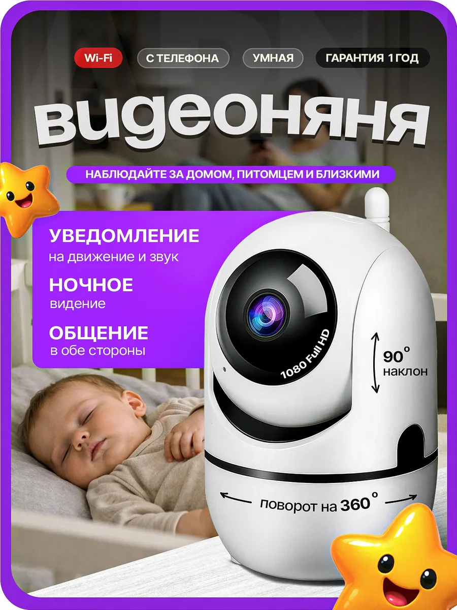 Видеоняня камера видеонаблюдения для дома wifi с телефона