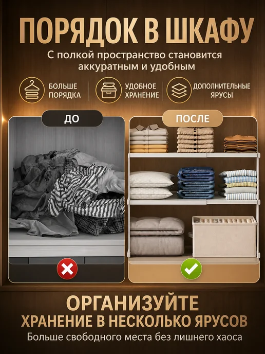 Полка на полке Полка для шкафа, кухни, кладовой, 1 шт, 1 шт, фото 6