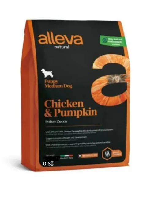 Сухой корм Alleva Натурал Тыквой. для собак, щенки, курица, 0,8 кг