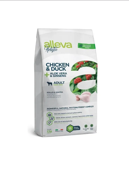 Сухой корм Alleva Holistic Макси для собак, взрослые, курица, утка, 2 кг