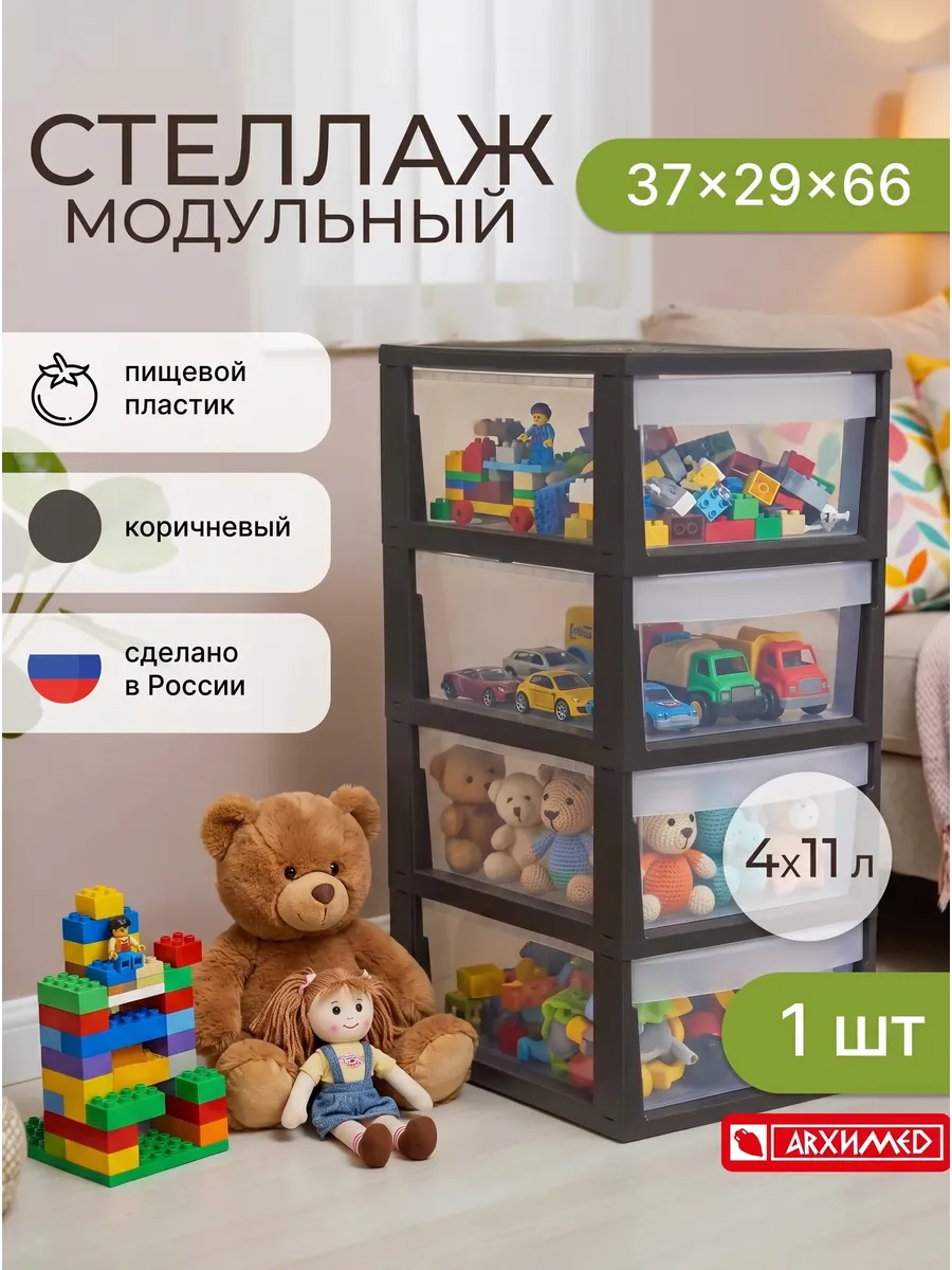 Комод для вещей пластиковый с ящиками UNIQUM 4 секции