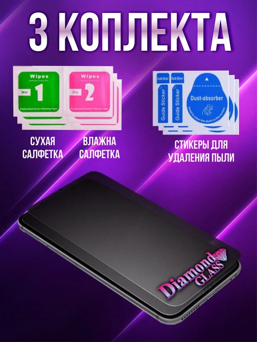 DiamondGlass Защитное стекло матовое антишпион на xiaomi redmi note 14, 3 шт, фото 5