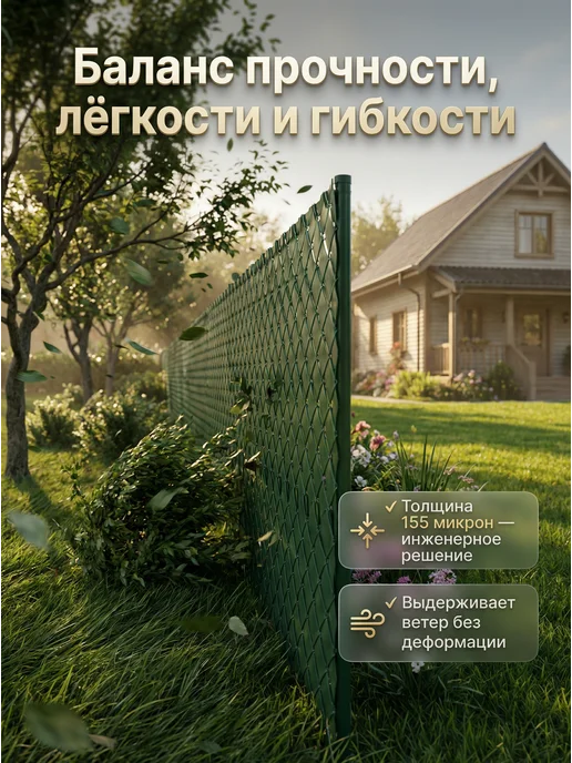 EdgeLock Лента для забора 100 м для рабицы 3D 2D заборов цвет зеленый, 100 м, фото 4