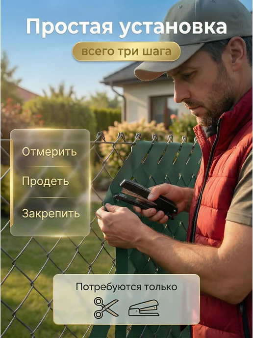 EdgeLock Лента для забора 100 м для рабицы 3D 2D заборов цвет зеленый, 100 м, фото 7