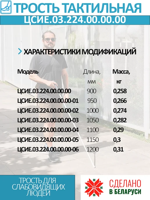 Трость тактильная ТТ ЦСИЕ.03.224.00.00.00-1, серый, фото 4