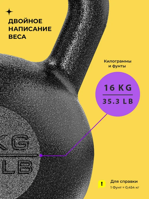 PROIRON Гиря 16 кг чугунная для фитнеса, 16 кг, фото 5