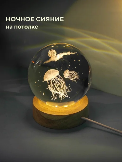 Conflate Ночник настольный шар 3д от USB, белый, фото 7