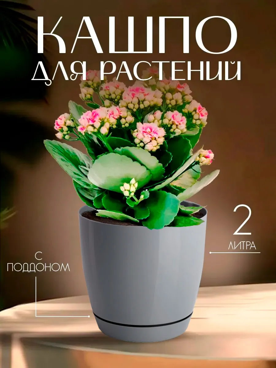 Горшок для цветов пластиковый на 2 л