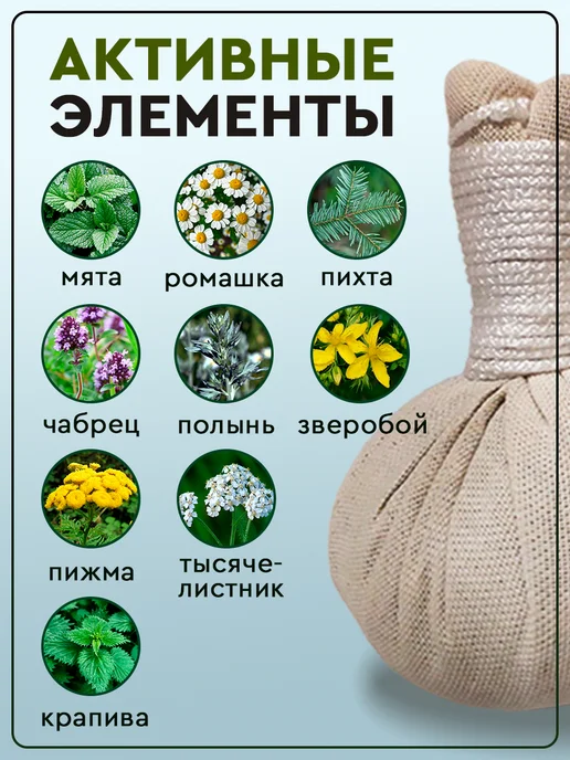АлтайТрава Травяные мешочки для бани и массажа, M+S, фото 2