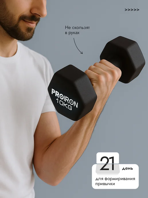 PROIRON Гантели 6 кг 2 шт для фитнеса женские, мужские, 10 кг, 2 шт, фото 5
