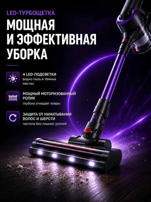 Device Outlet Вертикальный беспроводной пылесос для дома, фиолетовый, фото 3