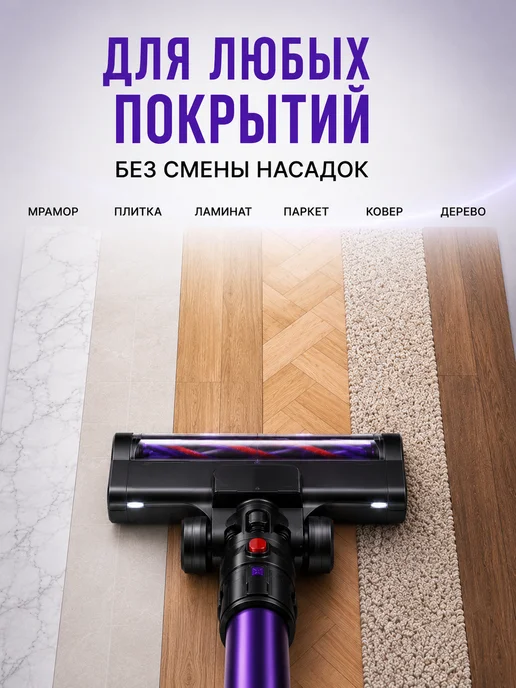 Device Outlet Вертикальный беспроводной пылесос для дома, фиолетовый, фото 4