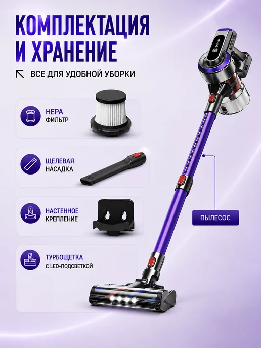 Device Outlet Вертикальный беспроводной пылесос для дома, фиолетовый, фото 8