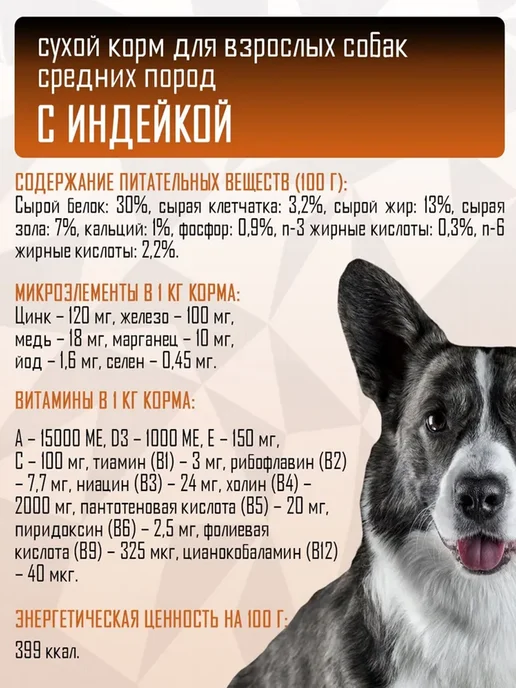 Сухой корм GRAND PRIX для собак, средние, индейка, 2,5 кг, фото 4