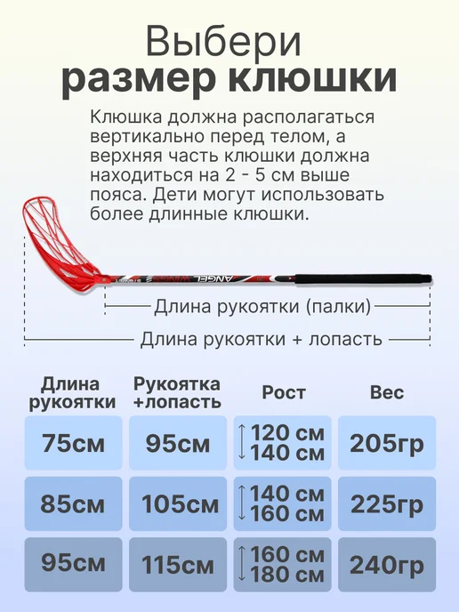 Клюшка для флорбола MASSTEK ALLOY 100 см (левый хват), 95 см, черный, фото 2